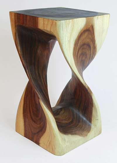 Wooden Twist Plant Stand Natural Finish